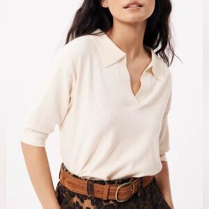Anthropologie Cream Short Sleeve Top